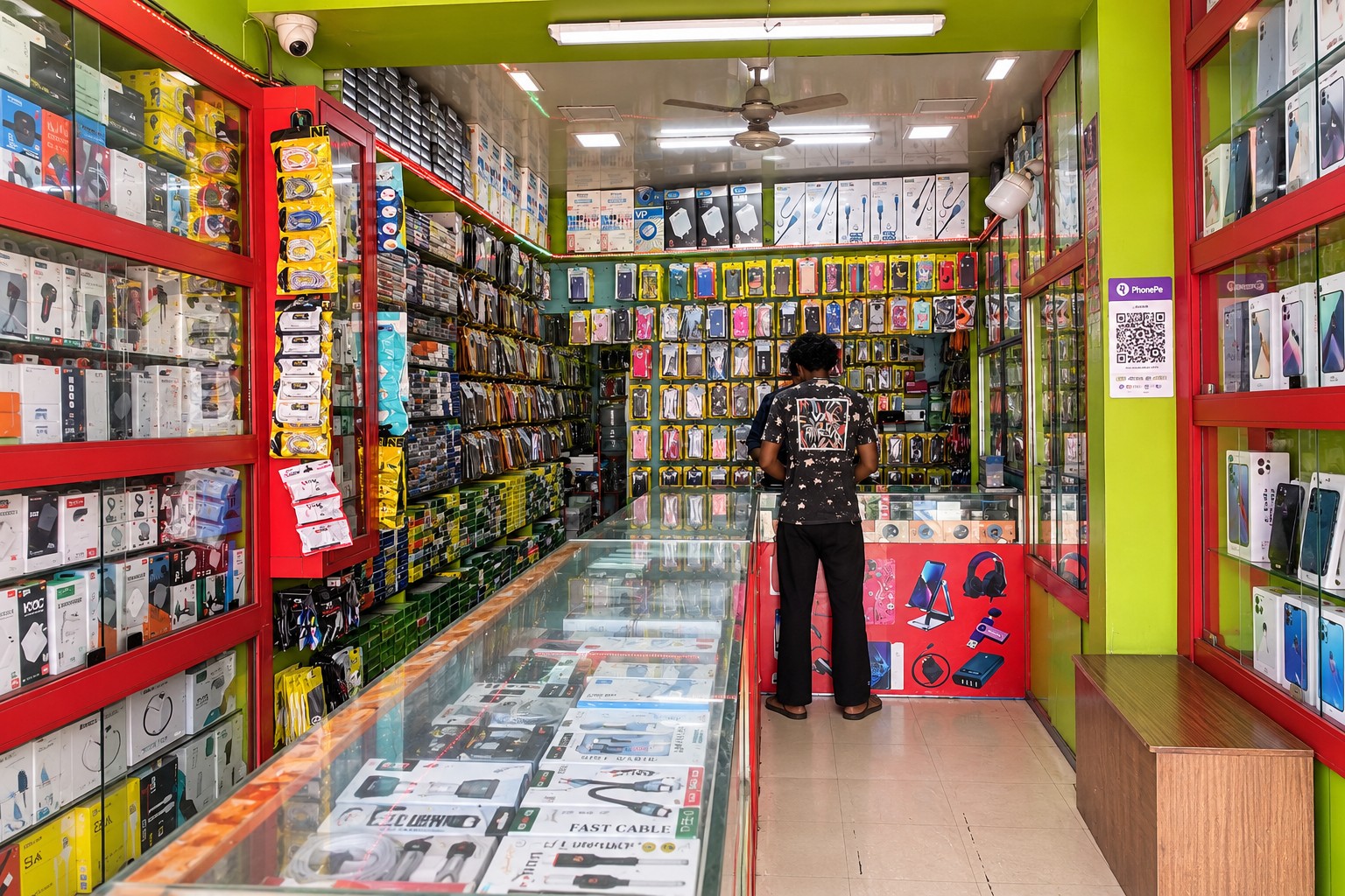 Interior view of modern mobile store in Erode